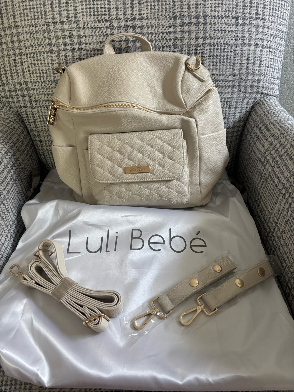 Luli Bebe Petit Monaco Diaper Bag- Pearl White